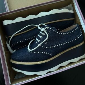 Annie Pinky Studded Denim Platform Oxford Shoes – Size 8.5 – Excellent Condition